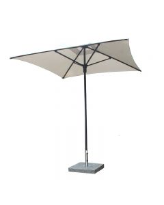 2m square parasol stellar cafe with black frame white canopy and granite base