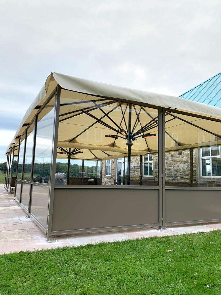 restaurant terrace with wide lateral screens