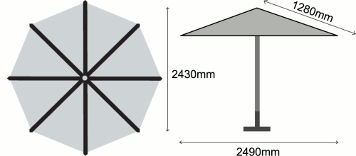 technical data and measurements for heritage hardwood parasol